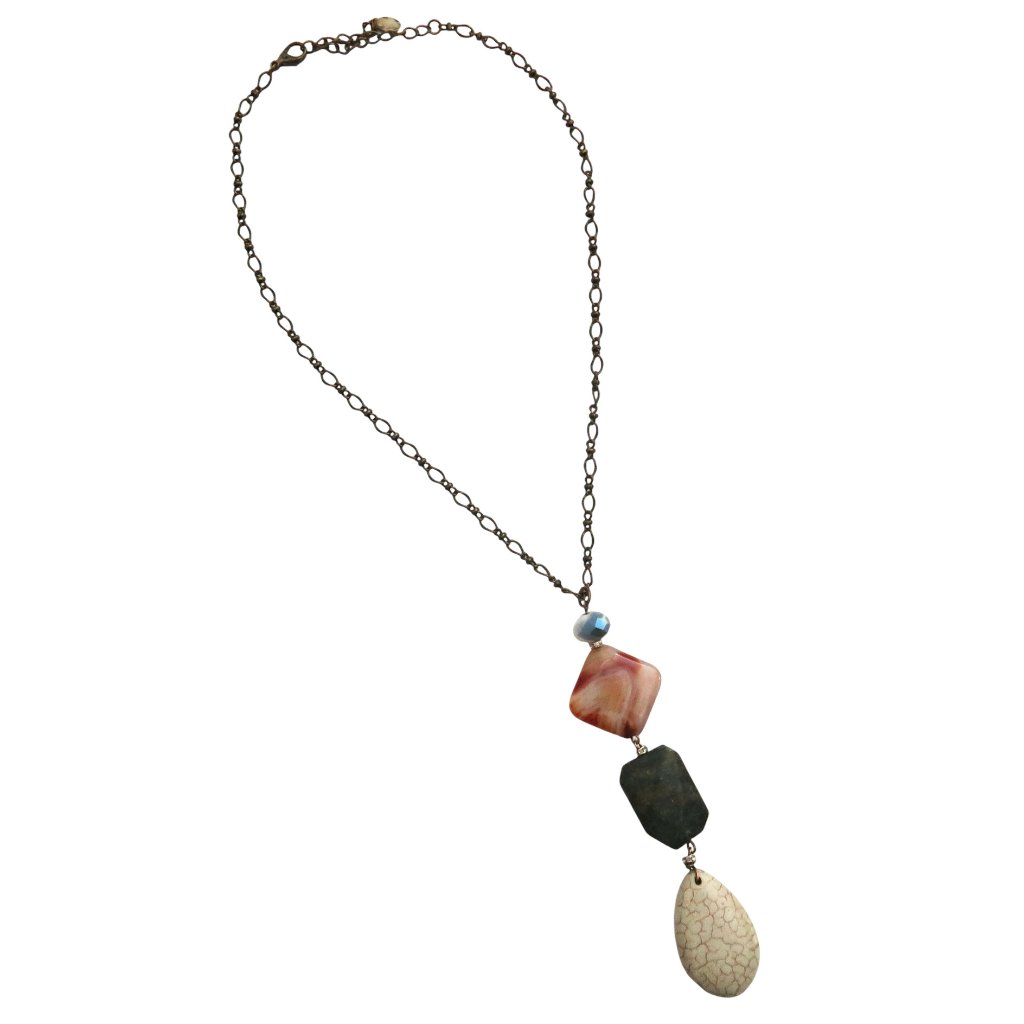 Ali Khan Natural Stone Pendant Necklace